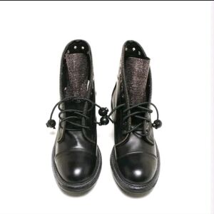 Michelle Lopriore Strass Combat Boot 7 Leather Jeweled Black 37